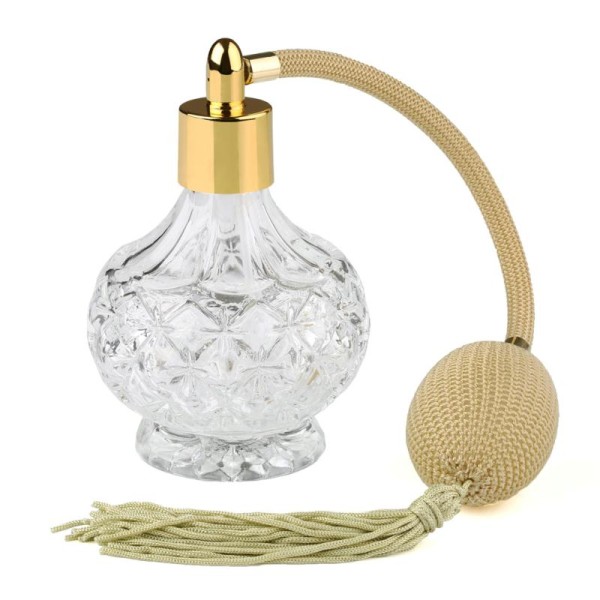 Flacon de parfum vide rétro élégant vintage 10x7 en cristal 80ml crème - Photo n°1