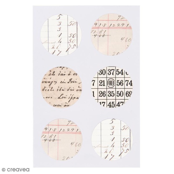 Stickers Vintage - Notes - 2 planches - 24 pcs - Photo n°1