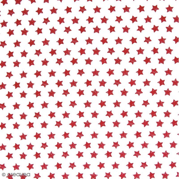 Tissu imprimé Etoile - Rouge - Par 10 cm (sur mesure) - Photo n°1