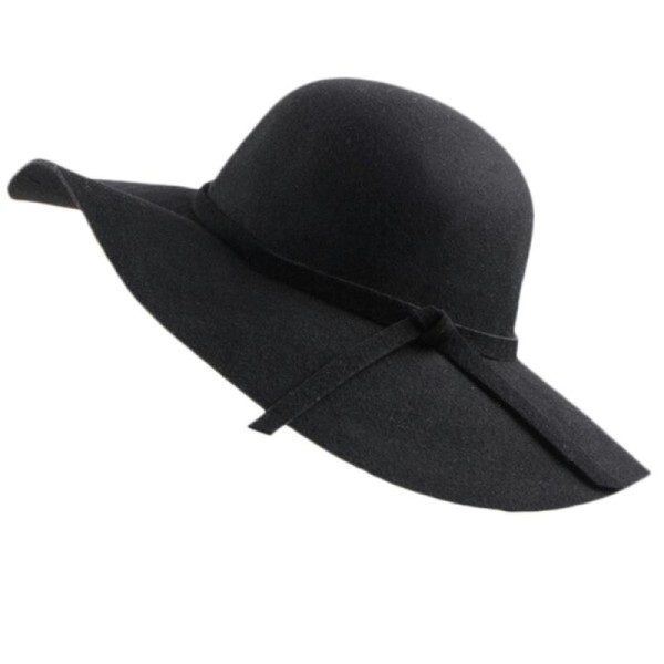 Grand chapeau noir ondulé vintage retro gothique fashion sorcière - Photo n°3