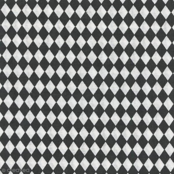 Tissu Losange - Noir - Par 10 cm (sur mesure) - Photo n°1