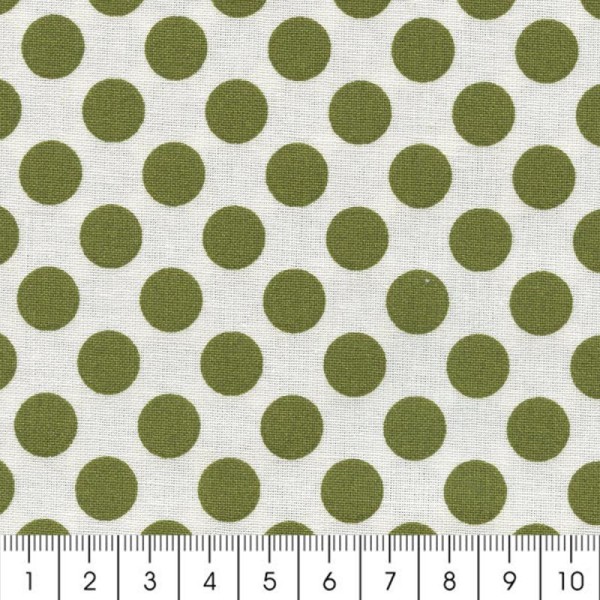 Tissu Pois - Vert olive - Par 10 cm (sur mesure) - Photo n°2