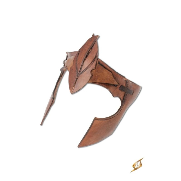 Casque bandeau de guerrier elfe en cuir marron, médiéval, naturel, fantaisie - Photo n°1