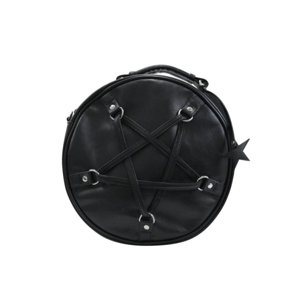 Petit sac à main noir pentagramme imitation cuir, gothique rock - Photo n°1
