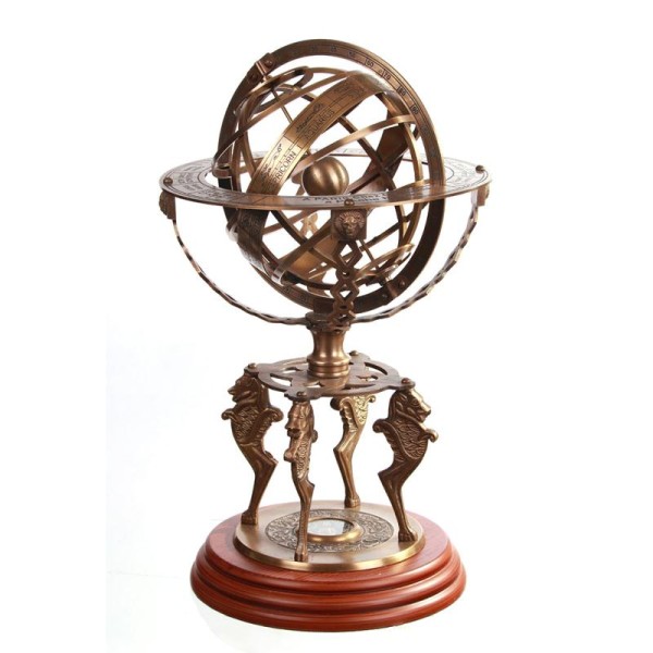 Sphère armillaire en laiton astronomie 50cm avec pied vintage pirate steampunk globe - Photo n°1