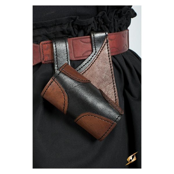 Porte épée king en cuir noir et marron, larps gn médiéval - Photo n°1