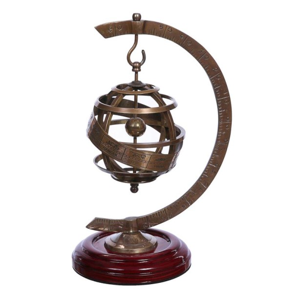 Sphère armillaire en laiton 25cm suspendue vintage steampunk globe scientifique astronomie - Photo n°1