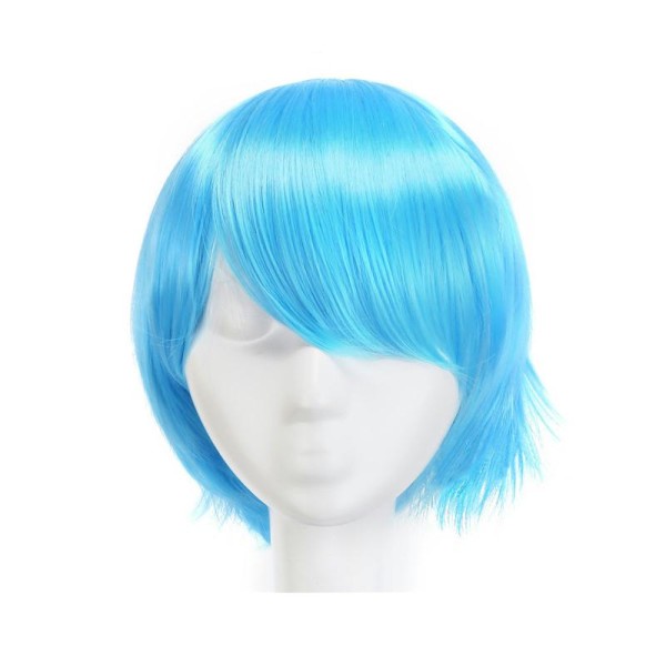 Perruque courte bleue ciel lisse avec mèche 30cm, cosplay - Photo n°1