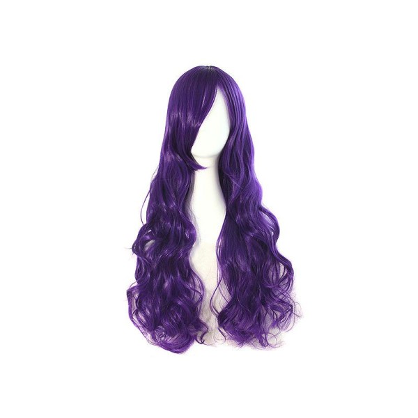 Perruque longue ondulée violette foncée 80 cm, cosplay - Photo n°1