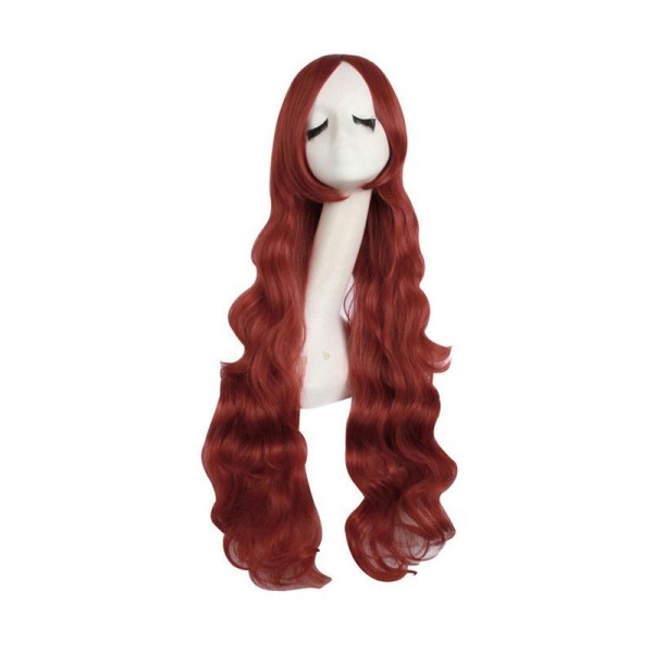 Perruque longue rouge rousse foncé ondulée 80 cm, cosplay - Photo n°1