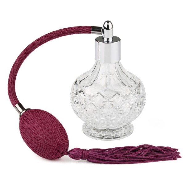 Flacon de parfum vide violet rétro élégant vintage 10x7 en cristal 80ml - Photo n°1