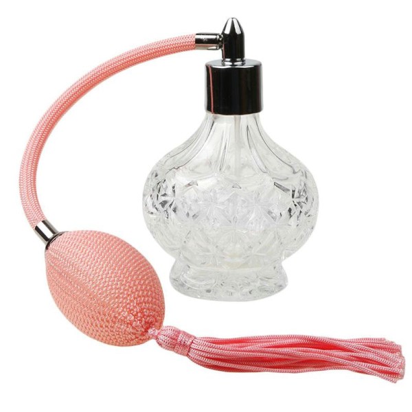 Flacon de parfum rose vide rétro élégant vintage 10x7 80ml en cristal - Photo n°1