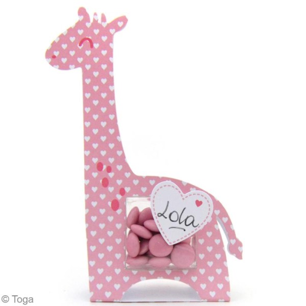 Boîte à dragées baptême fille - Color factory - Girafe rose - 6 pcs - Photo n°2