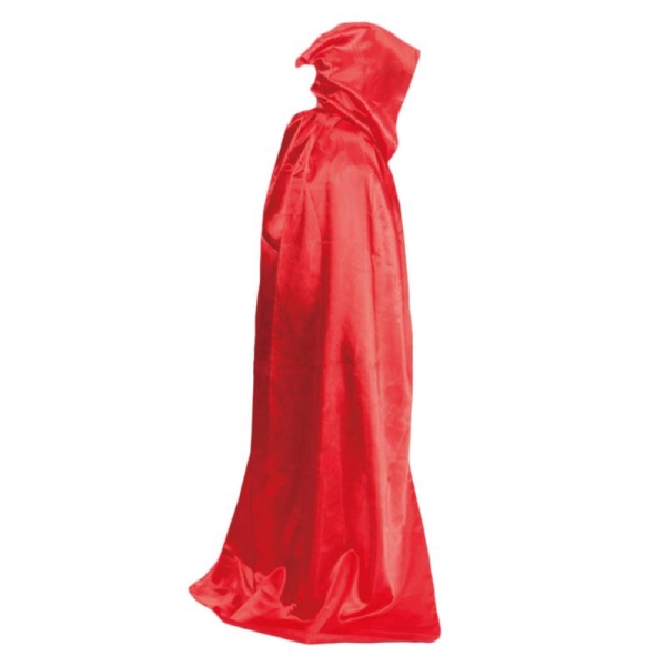 Cape en satin rouge 140cm avec capuche, déguisment - Photo n°1