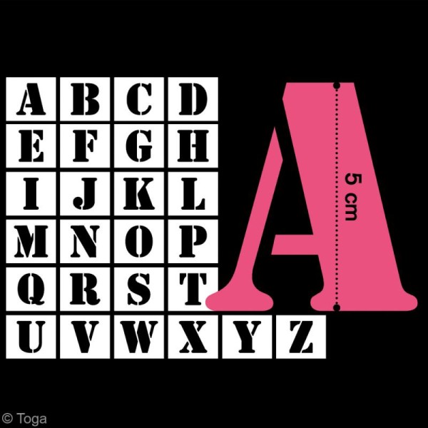 Pochoir lettre majuscule - Alphabet 5 cm - 26 pcs - Photo n°2