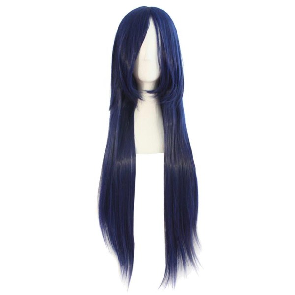 Perruque longue couleur bleue sombre lisse avec mèche 80cm, cosplay - Photo n°1