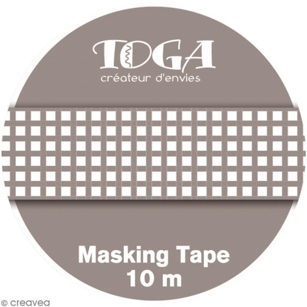 Masking tape Toga - Color factory naissance - Vichy taupe - 10 mètres - Photo n°2