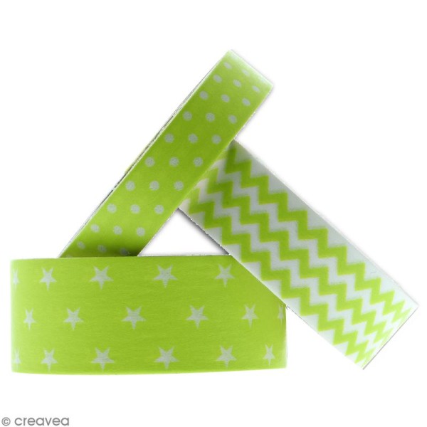 Masking tape Toga - Color factory - Géométrique vert anis - 3 rouleaux - Photo n°2