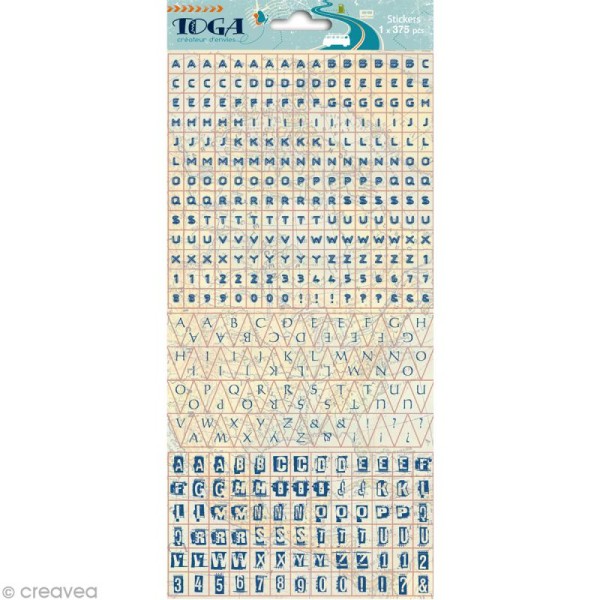 Stickers alphabet Globe trotter - 1 planche de 375 autocollants - Photo n°1