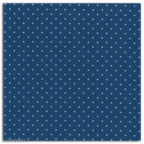 Coupon de coton enduit 45 x 53 cm - Bleu marine pois blancs - Photo n°1