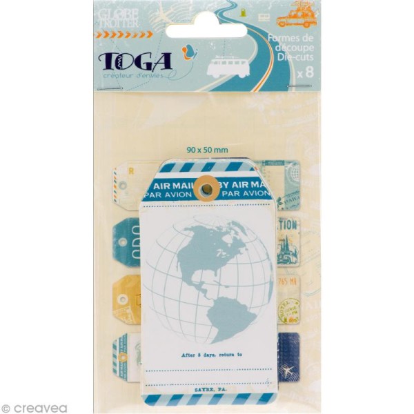Tags étiquettes Globe trotter - 5 x 9 cm - 8 pcs - Photo n°1