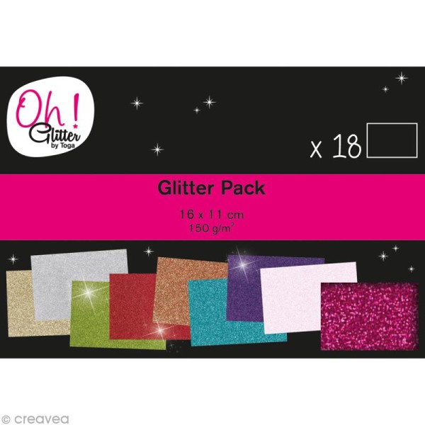 Papier pailleté scrapbooking - Oh Glitter ! Toga - 11 x 16 cm - 18 feuilles - Photo n°1
