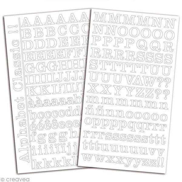 Alphabet autocollant Toga - Blanc - 2 planches 26 x 14,5 cm - Photo n°2