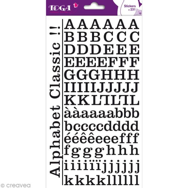 Alphabet autocollant Toga - Noir - 2 planches 26 x 14,5 cm - Photo n°1
