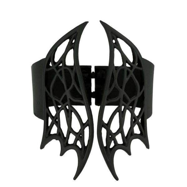 Bracelet ailes d'elfe noires dentelées, restyle, witchy gothique occulte - Photo n°1