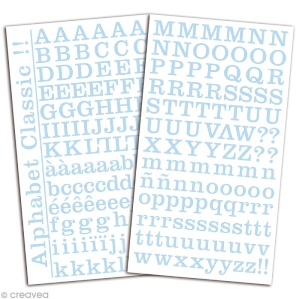 Alphabet autocollant Toga - Bleu ciel - 2 planches 26 x 14,5 cm - Photo n°2