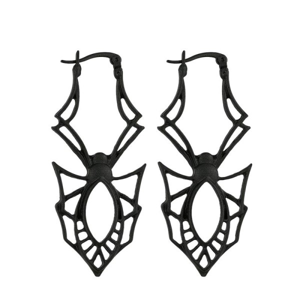 Boucles d'oreilles araignée noires à formes géométriques, restyle, gothique occulte - Photo n°1