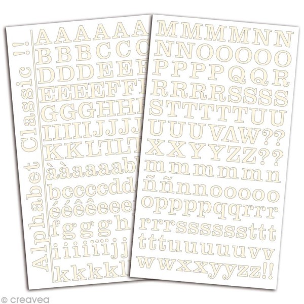 Alphabet autocollant Toga - Blanc ivoire - 2 planches 26 x 14,5 cm - Photo n°2