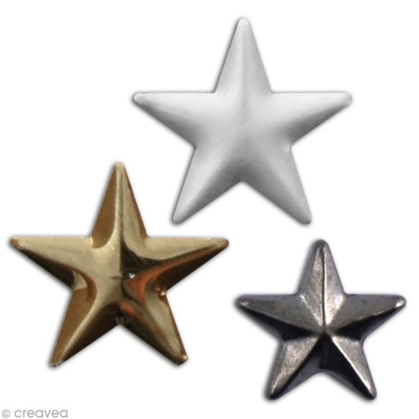 Clou thermocollant étoile - Assortiment Argent Bronze et Gris anthracite - 13 mm x 90 pcs - Photo n°2