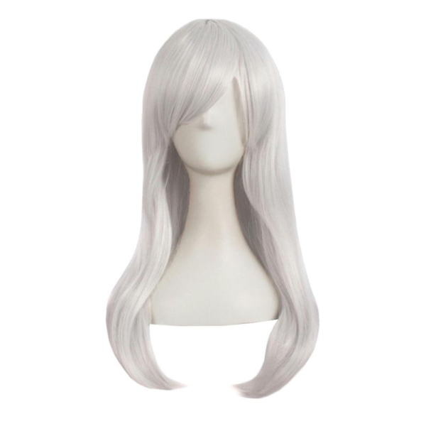 Perruque gris clair avec mèche lisse longue 60cm, fantastique cosplay halloween - Photo n°1