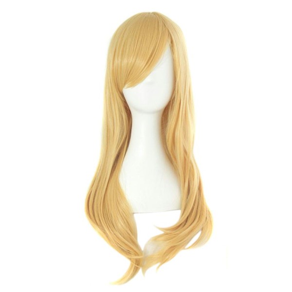 Perruque blonde avec mèche lisse longue 60cm, fashion casual - Photo n°1