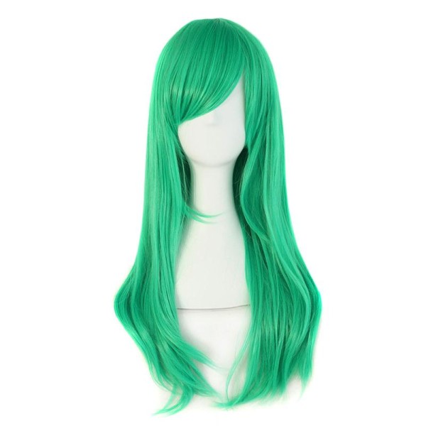 Perruque verte flashy avec mèche lisse longue 60cm, cosplay halloween - Photo n°1