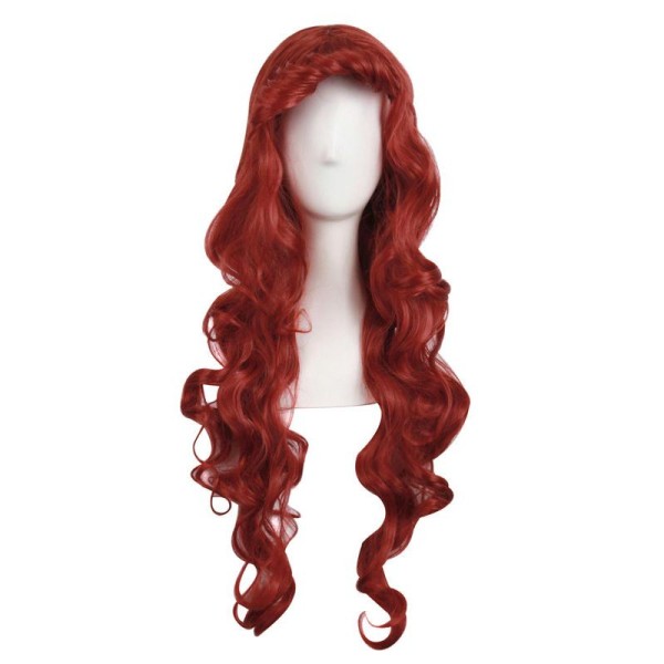 Perruque rouge rousse avec mèche bouclée très longue 80cm, cosplay halloween - Photo n°1