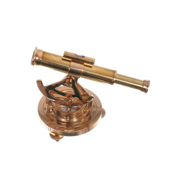 Petit télescope en laiton sur socle avec boussole, décoration bureau steampunk - Photo n°1
