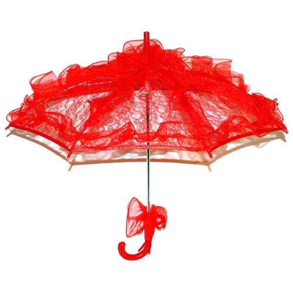 Petite ombrelle en dentelle rouge - Photo n°1