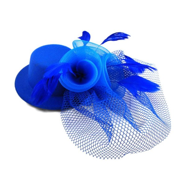 Mini chapeau bleu avec cônes en résille - Photo n°1