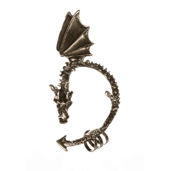Boucle d'oreille dragon mythique dorée gothique bijou d'oreille - Photo n°1