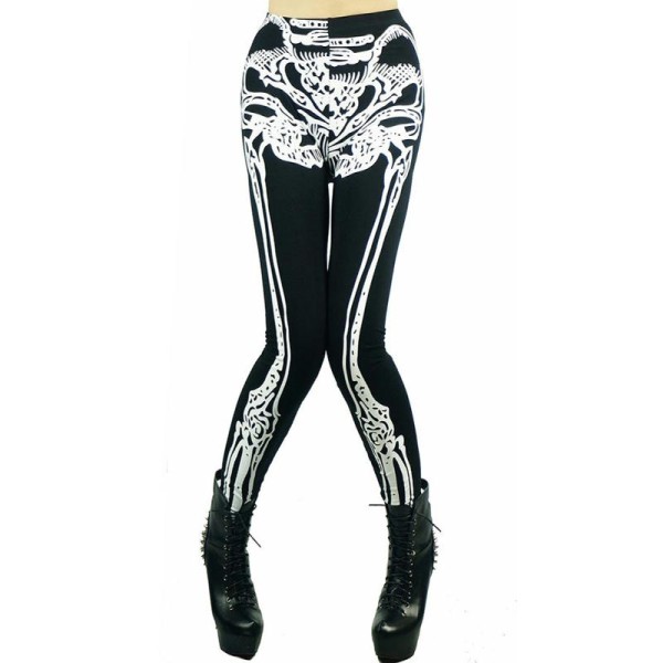 Leggings noir avec motif squelette design blanc rock gothique - Photo n°1