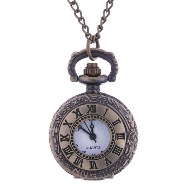 Petite montre à gousset collier dorée chiffres romains steampunk - Photo n°1