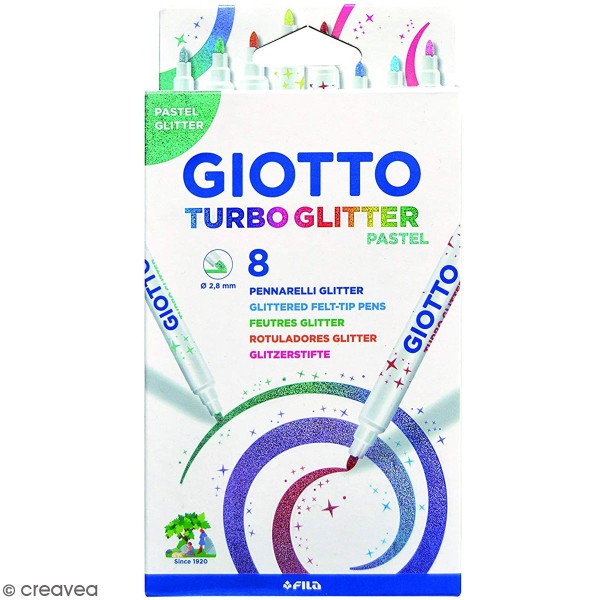 Feutres Turbo Glitter Giotto - Pastel - 8 pcs - Photo n°1