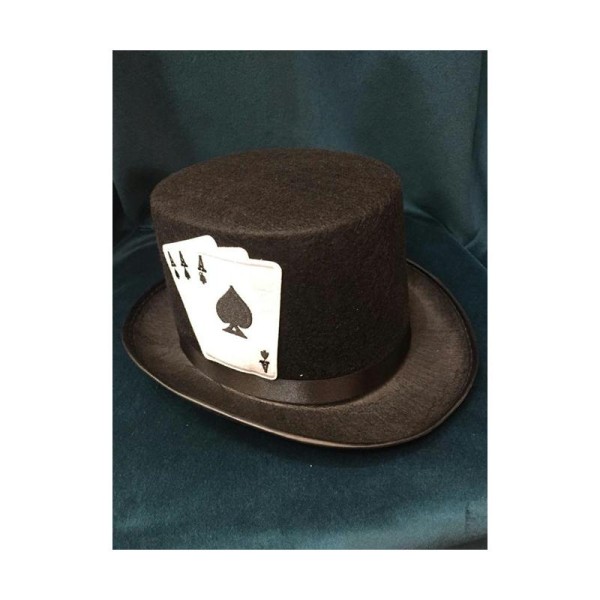 Chapeau Haut De Forme Poker Carte Pique A Magie - Photo n°1
