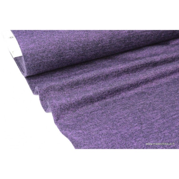 Tissu Maille tricoté Aubergine lurex polyester elasthanne - Photo n°1