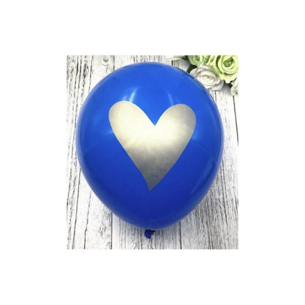 10 Ballons latex bleu coeur doré décoration mariage - Photo n°1