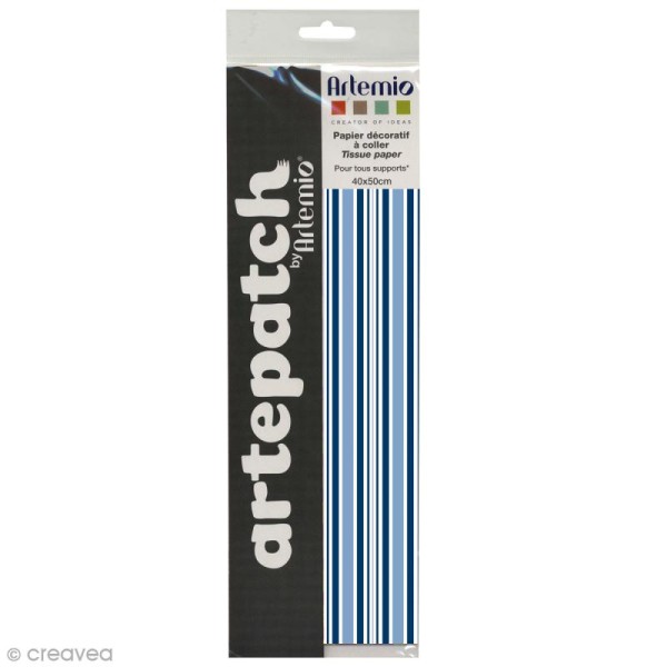 Papier Artepatch Long Island - Lignes verticales bleues - 40 x 50 cm - Photo n°3