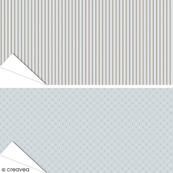 Papier Artepatch Long Island - Ancres & Rayures - 40 x 50 cm - 2 pcs - Photo n°1