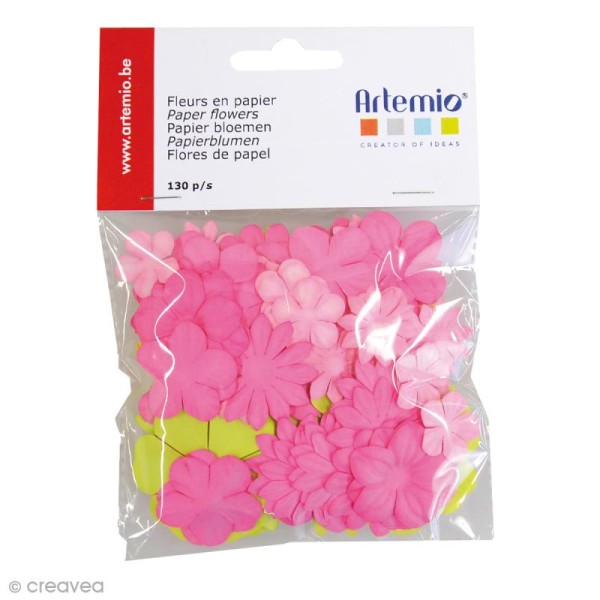 Fleurs en papier Sweet - Mix rose & vert - 130 pcs - Photo n°1